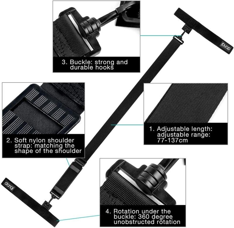 DONQL Fishing Rod Straps Holder Belt, Durable Fishing Rod Carry Straps Adjustable Length 30-54 Inch Fishing Poles Holder Strap Rod Shoulder Belt Travel Tackle Carrier for Freshwater Saltwater, Black - Image 5